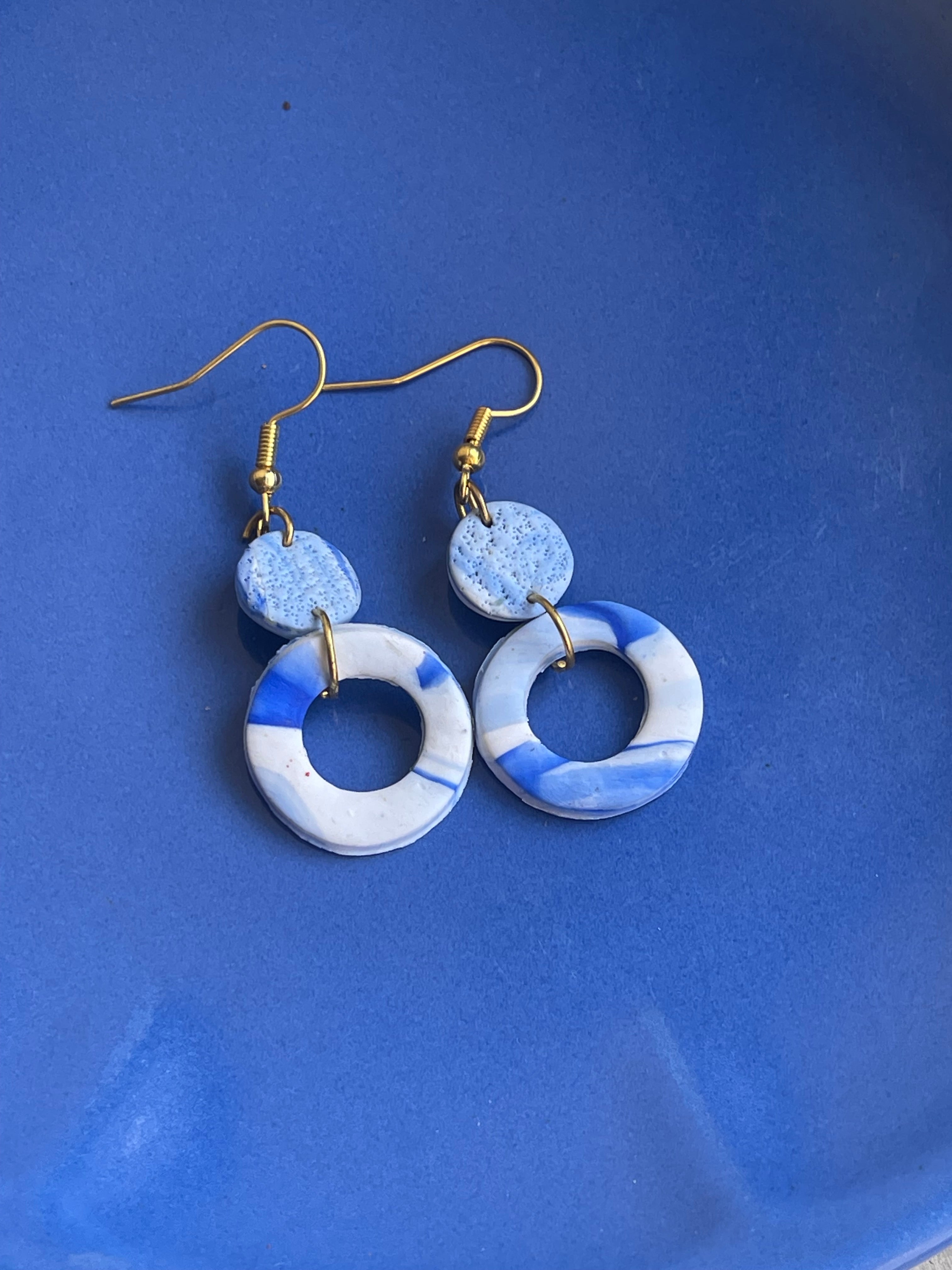 Springs- Blue Marble Earrings - Clay Boutique