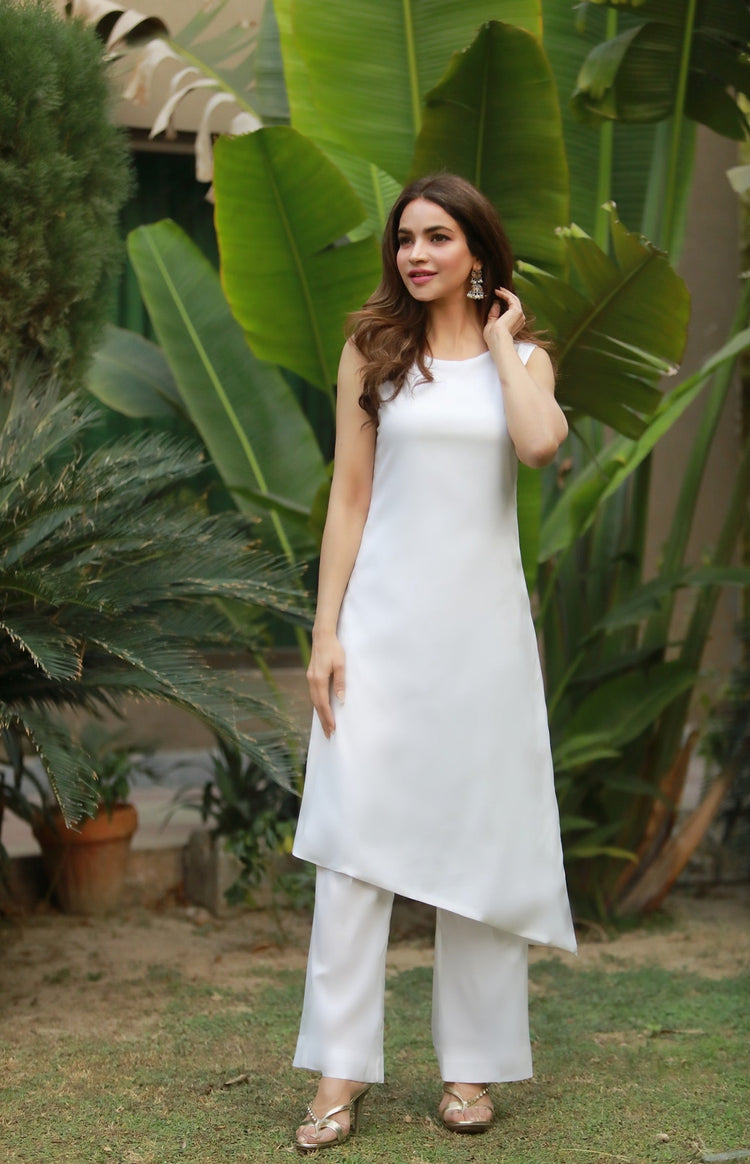 Diagonal Cut Long Shirt with Trouser - SYAH