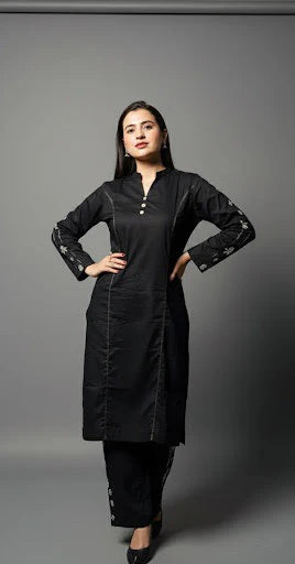 2 Piece Embroidred Cotton Suit