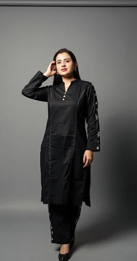 2 Piece Embroidred Cotton Suit