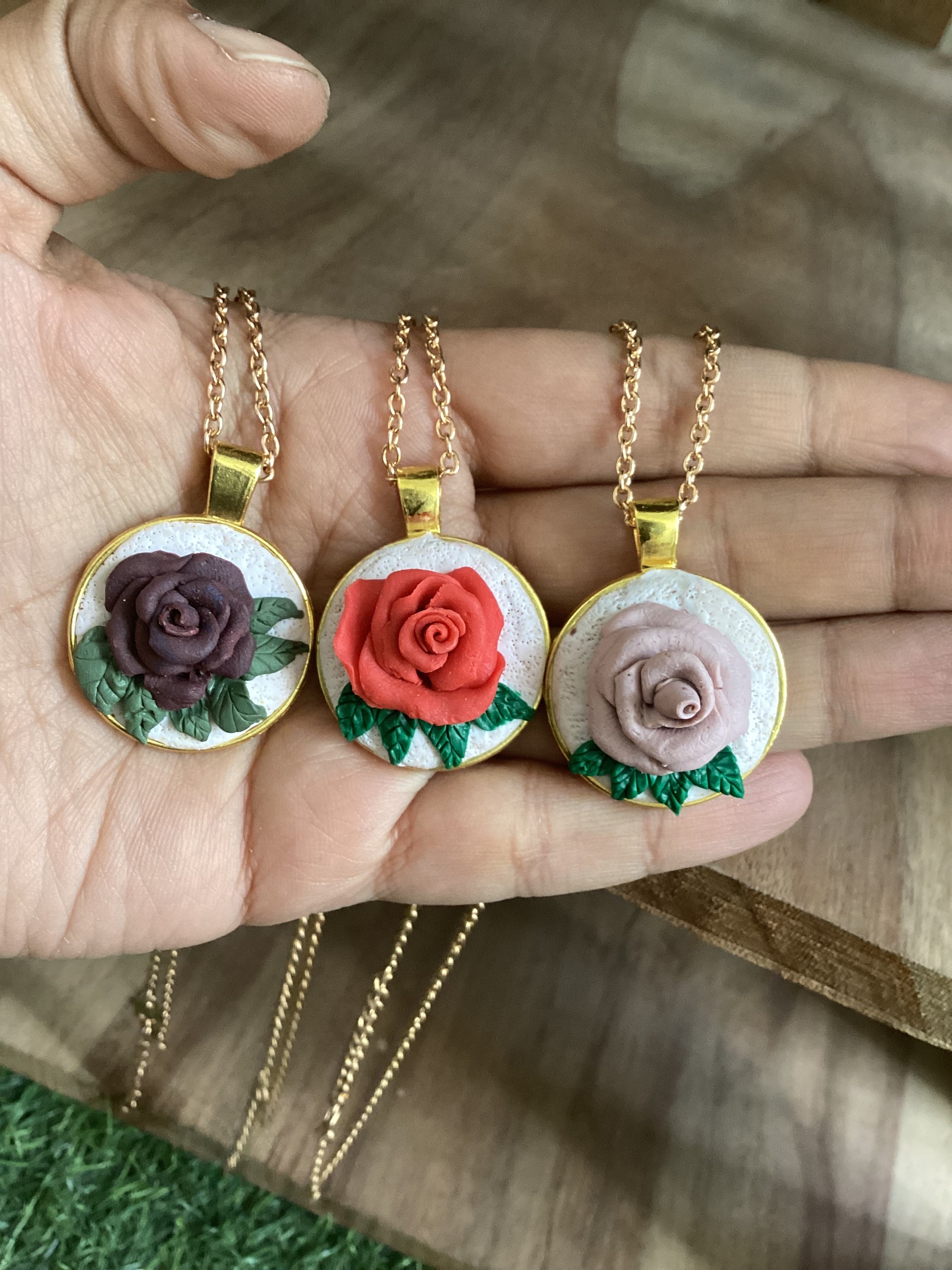 Single Rose Clay Pendant Set (4 piece) - Clay Boutique