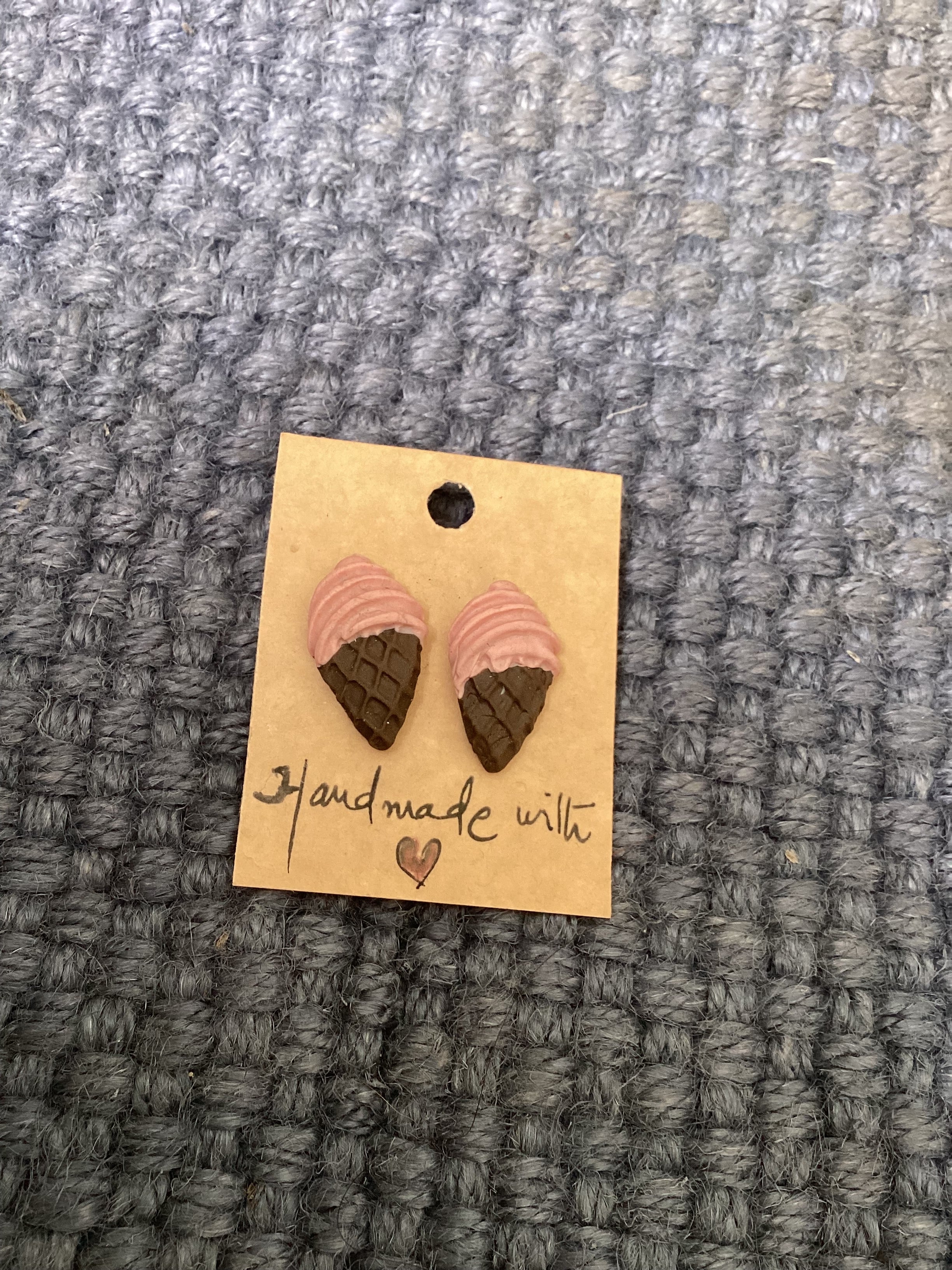 Ice cream cone Studs - Clay Boutique