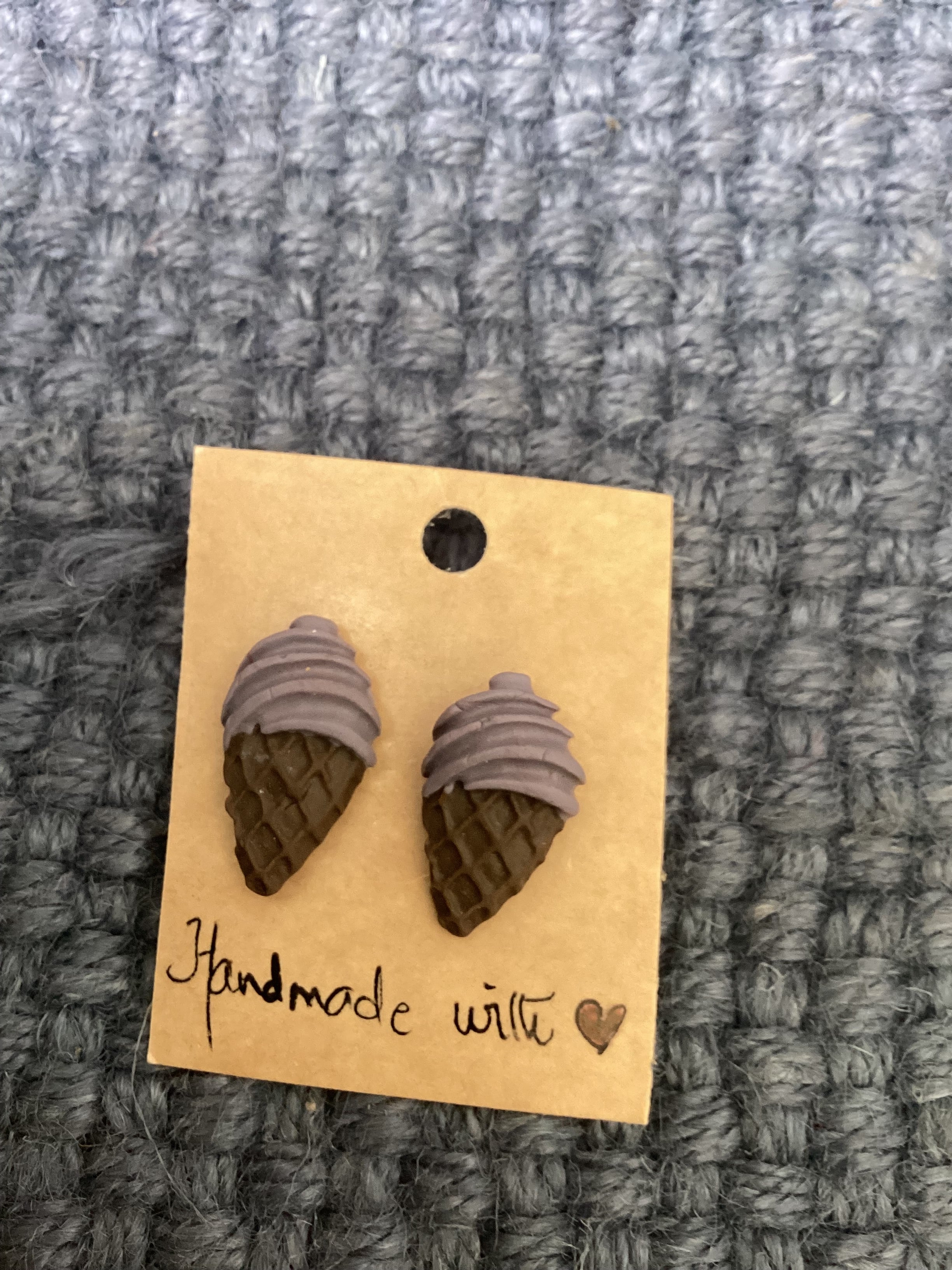 Ice cream cone Studs - Clay Boutique