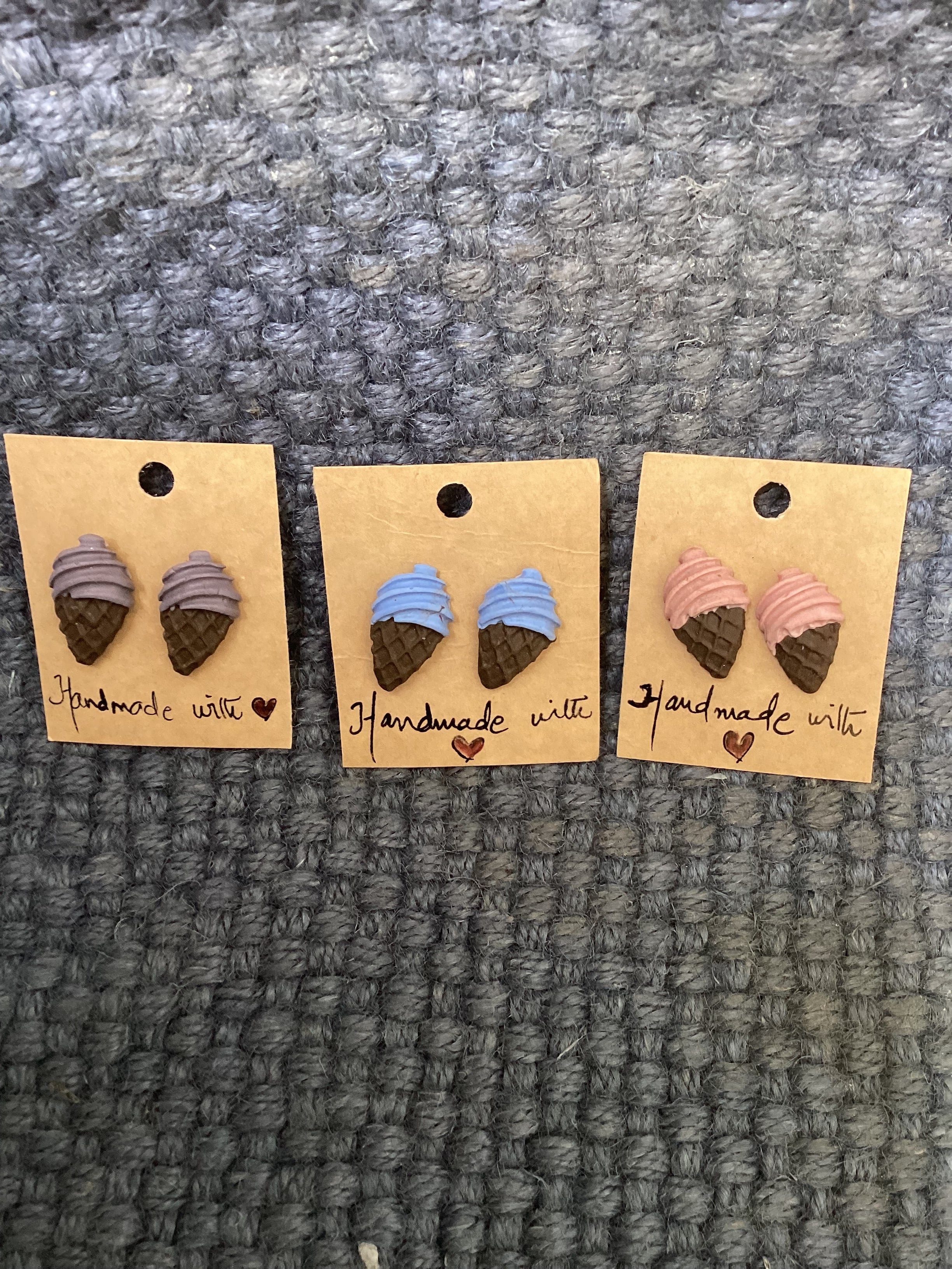 Ice cream cone Studs - Clay Boutique