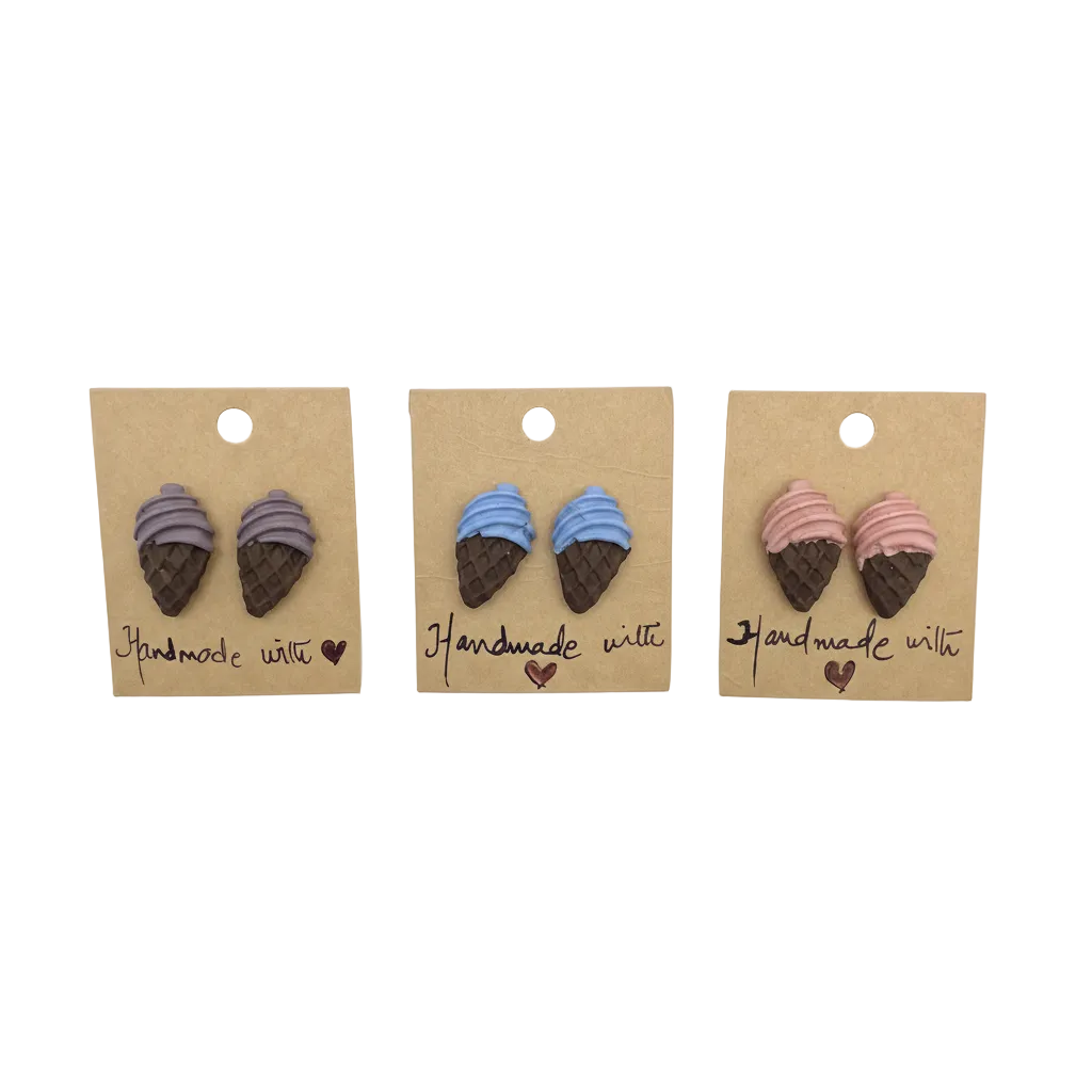 Ice cream cone Studs - Clay Boutique