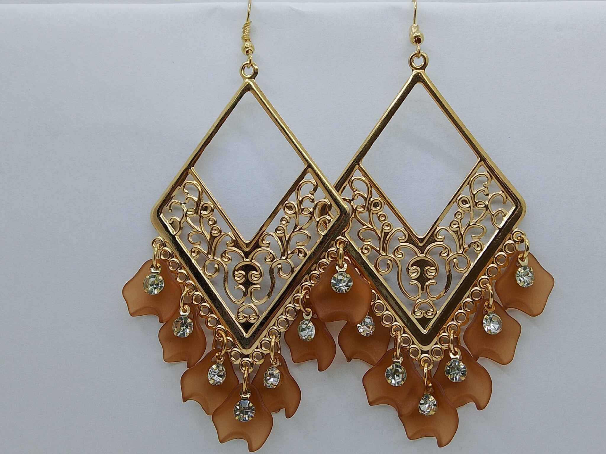 Golden Coral Dangle Earrings - Hina Jewellery