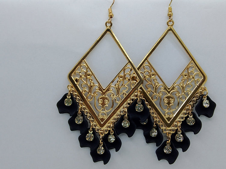 Golden Coral Dangle Earrings - Hina Jewellery