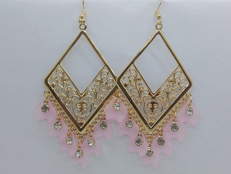 Golden Coral Dangle Earrings - Hina Jewellery