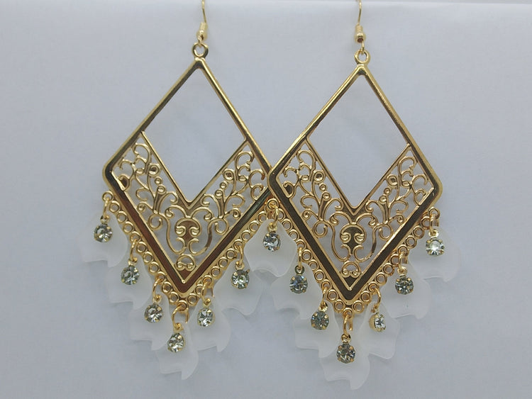 Golden Coral Dangle Earrings - Hina Jewellery