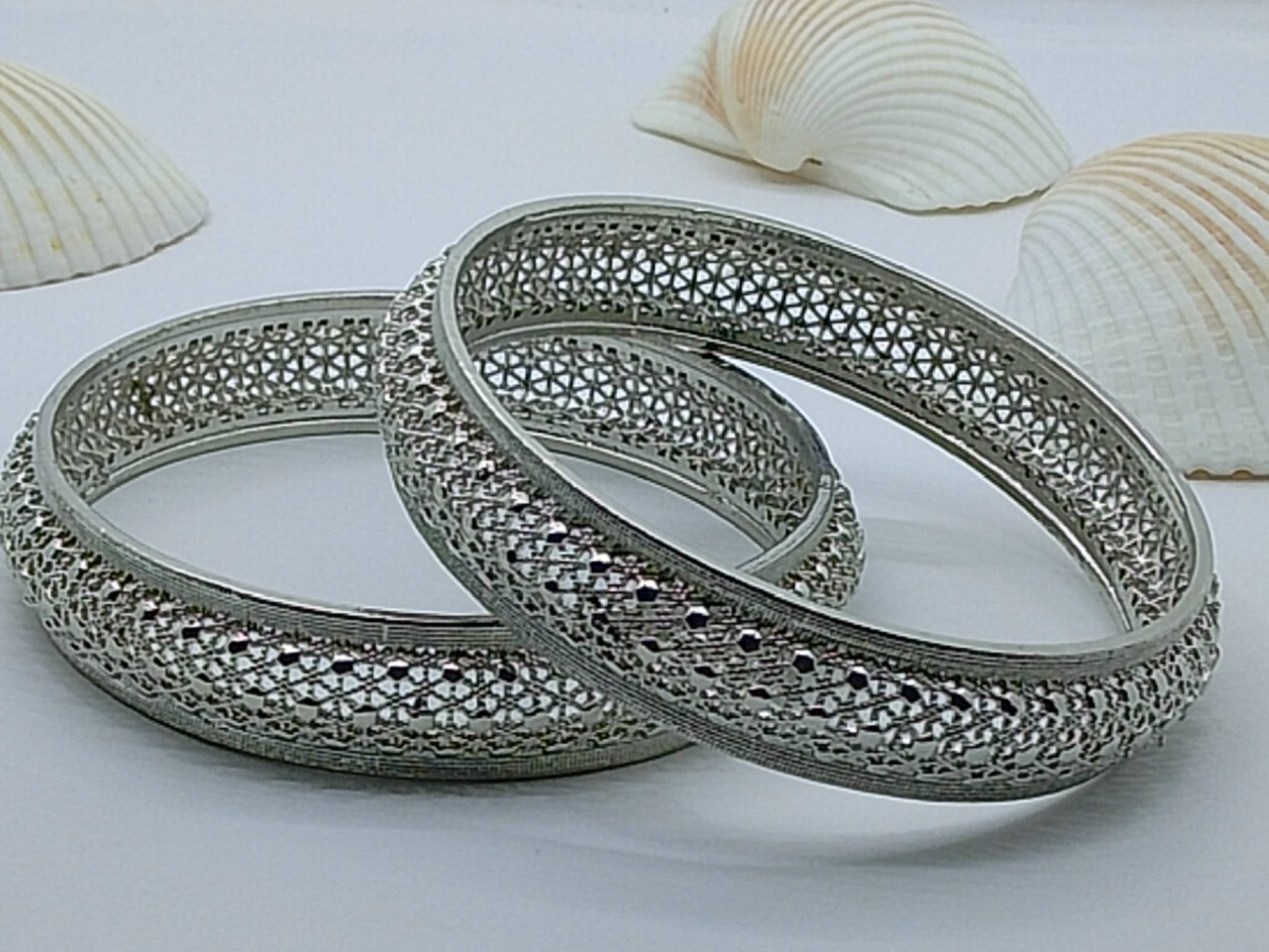 Royal Shine Silver Bangles(Set of 2) - Hina Jewellery