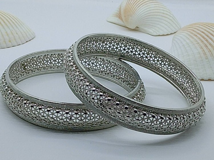 Royal Shine Silver Bangles(Set of 2) - Hina Jewellery