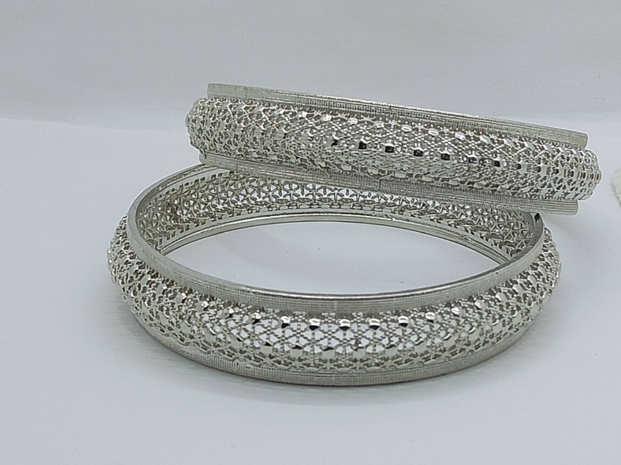 Royal Shine Silver Bangles(Set of 2) - Hina Jewellery