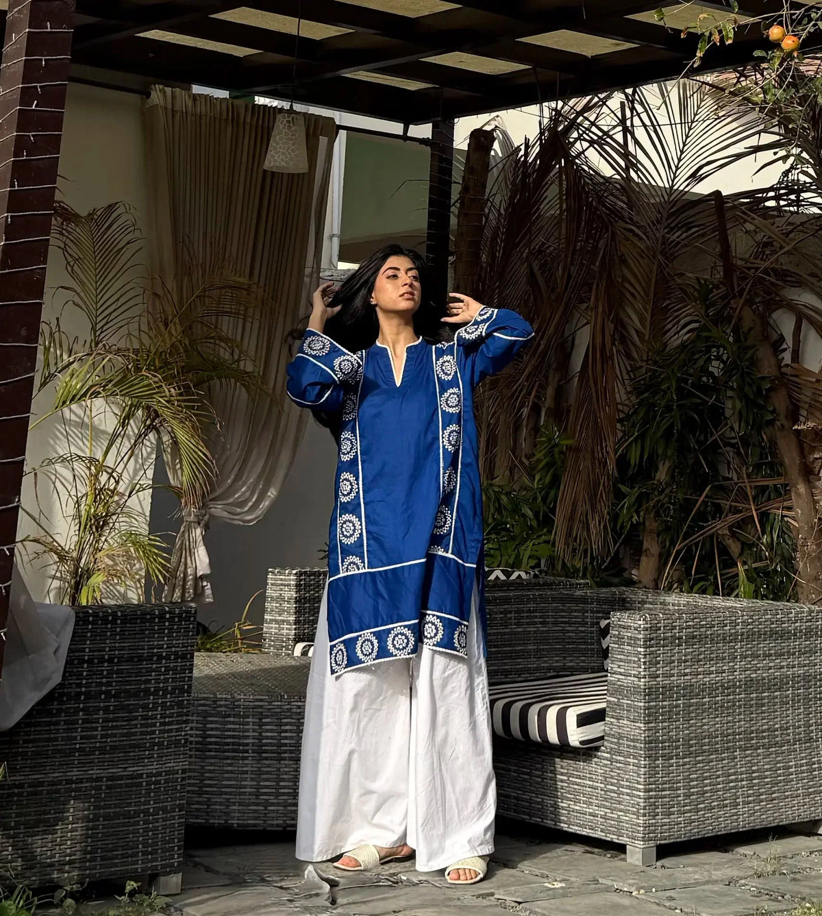 Embroidered 2-Piece Cotton Co-Ord Set - Urban Cut