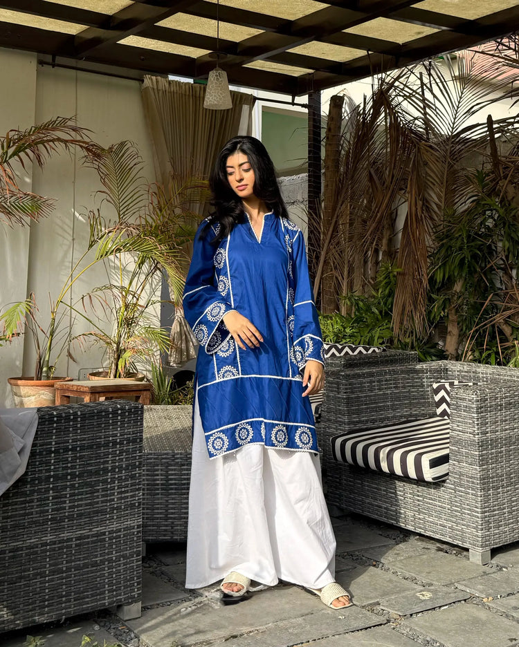 Embroidered 2-Piece Cotton Co-Ord Set - Urban Cut