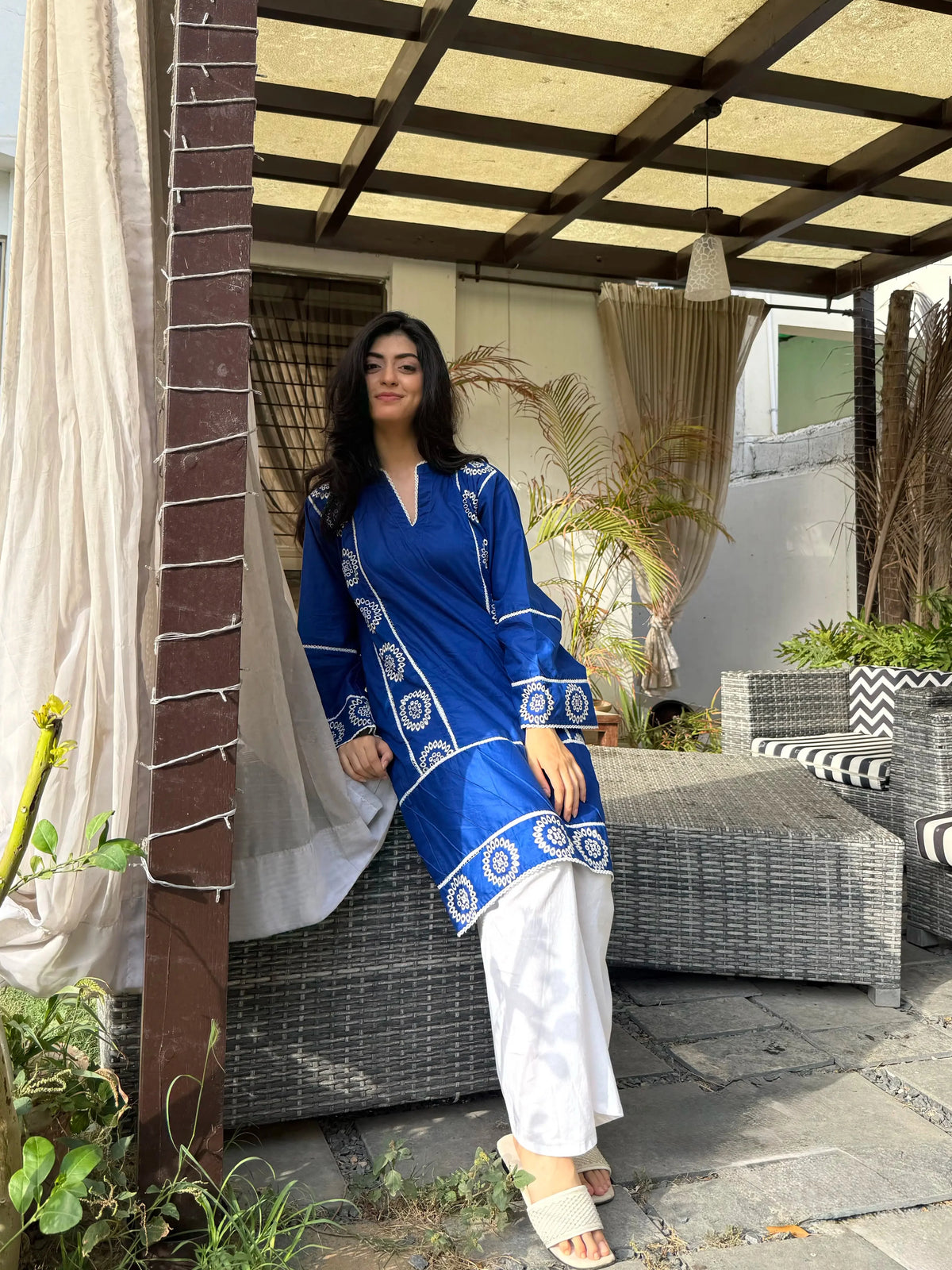 Embroidered 2-Piece Cotton Co-Ord Set - Urban Cut