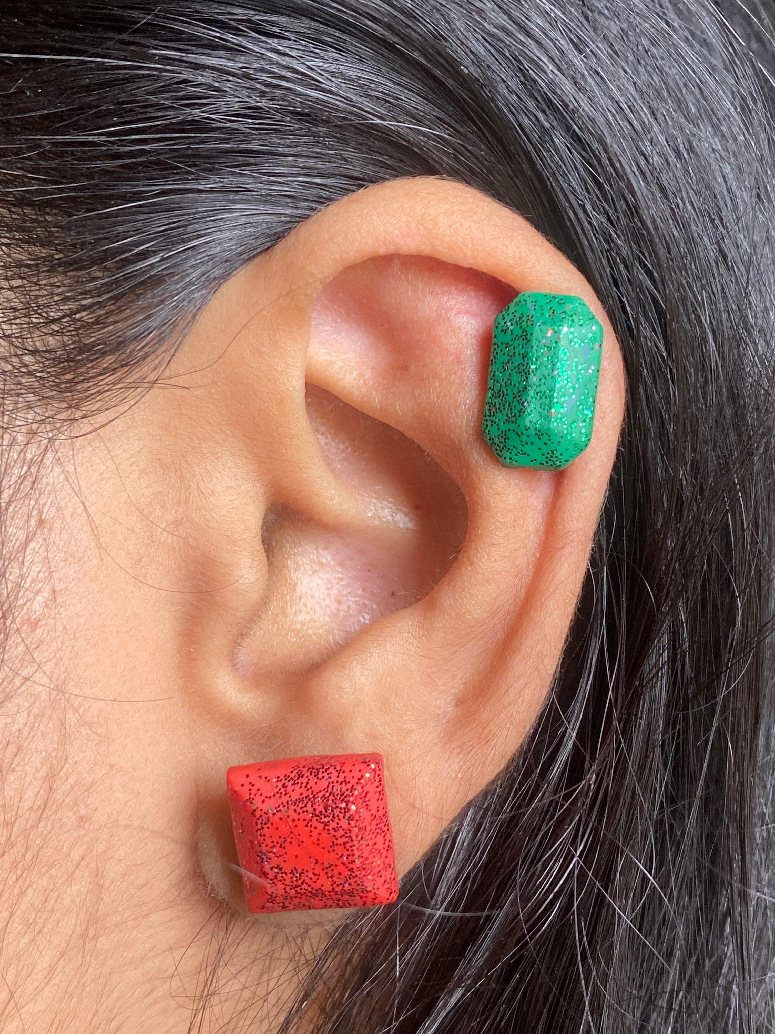 Glitter geometric studs - Clay Boutique