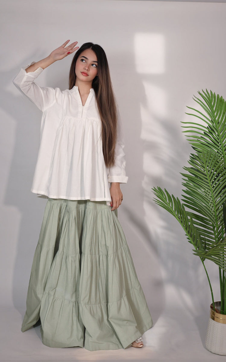 1 Piece Sage Green Cotton Maxi Skirt - Urban Cut