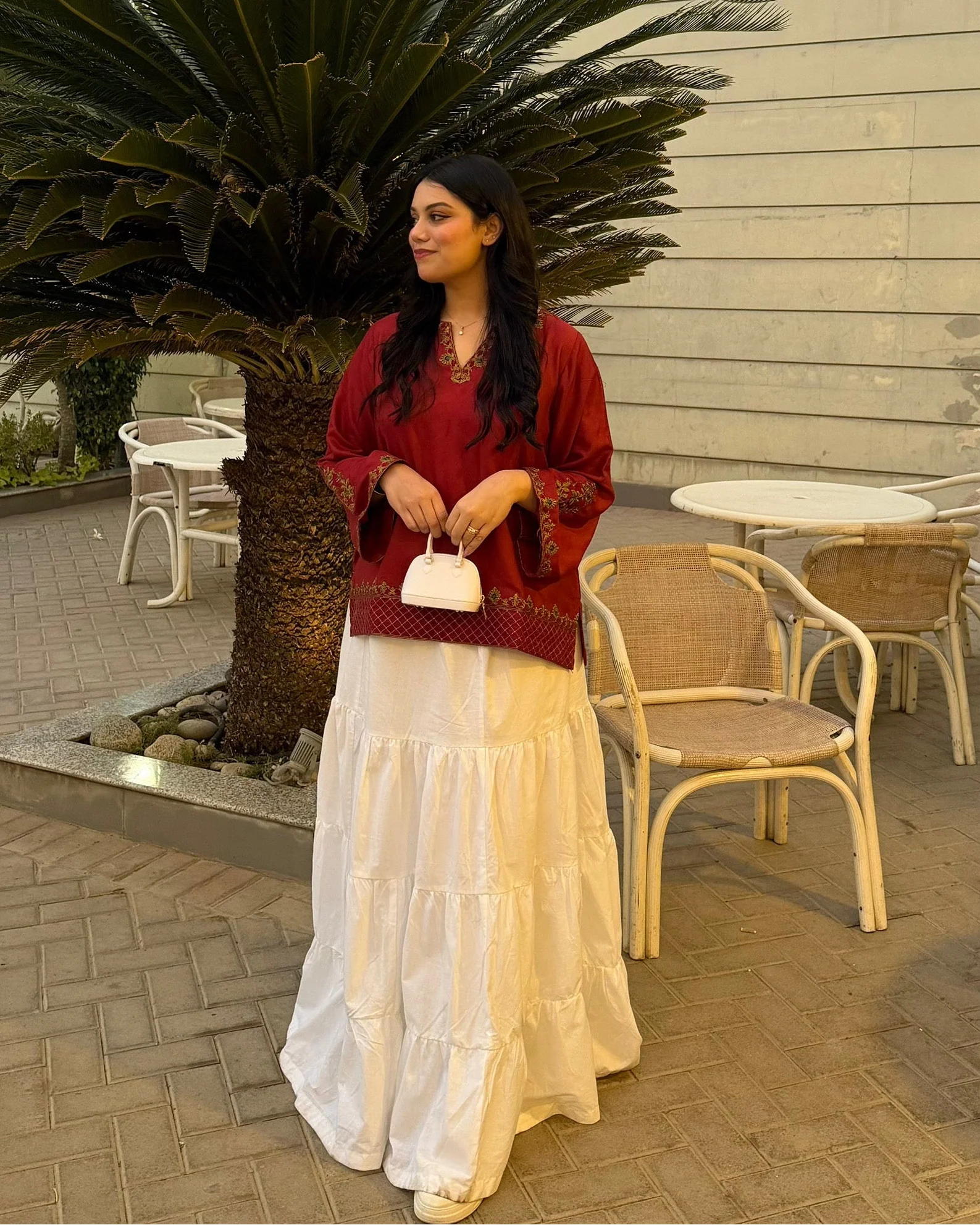 Embroidered Flowy  Shirt