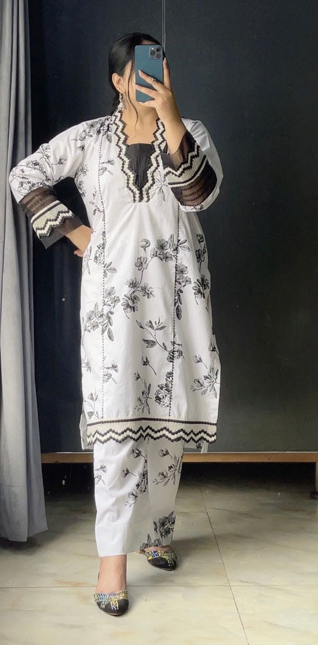 2 Piece Cotton Embroidred Suit