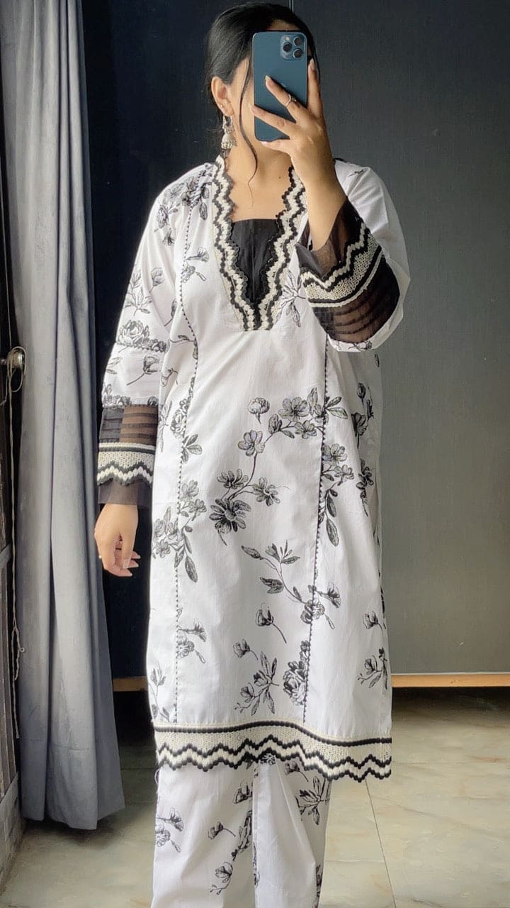 2 Piece Cotton Embroidred Suit