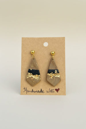 Tricon gold embedded earings - Clayboutiquee