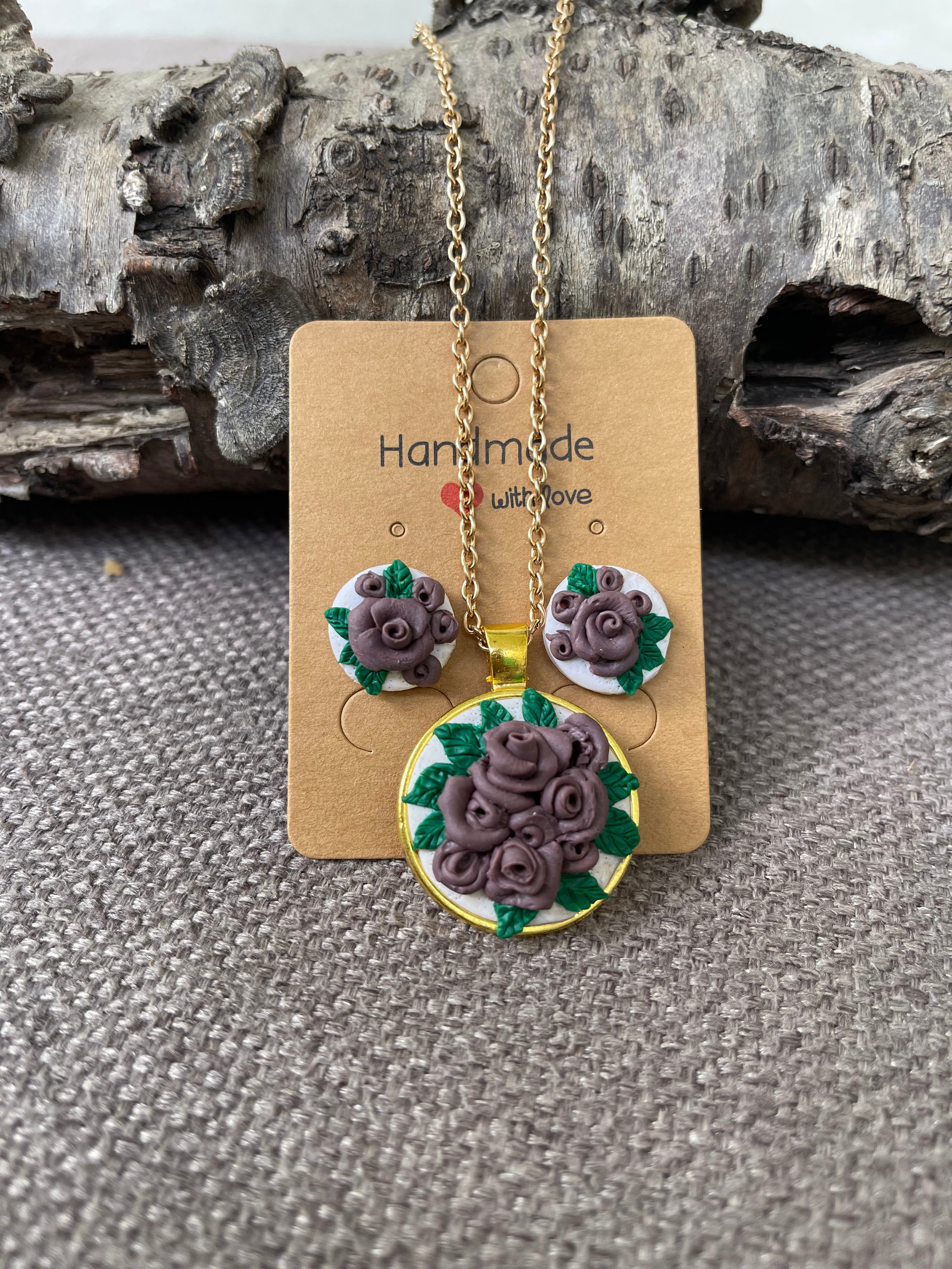 Rose bouquet- Jewelry Set 4 piece - Clay Boutique