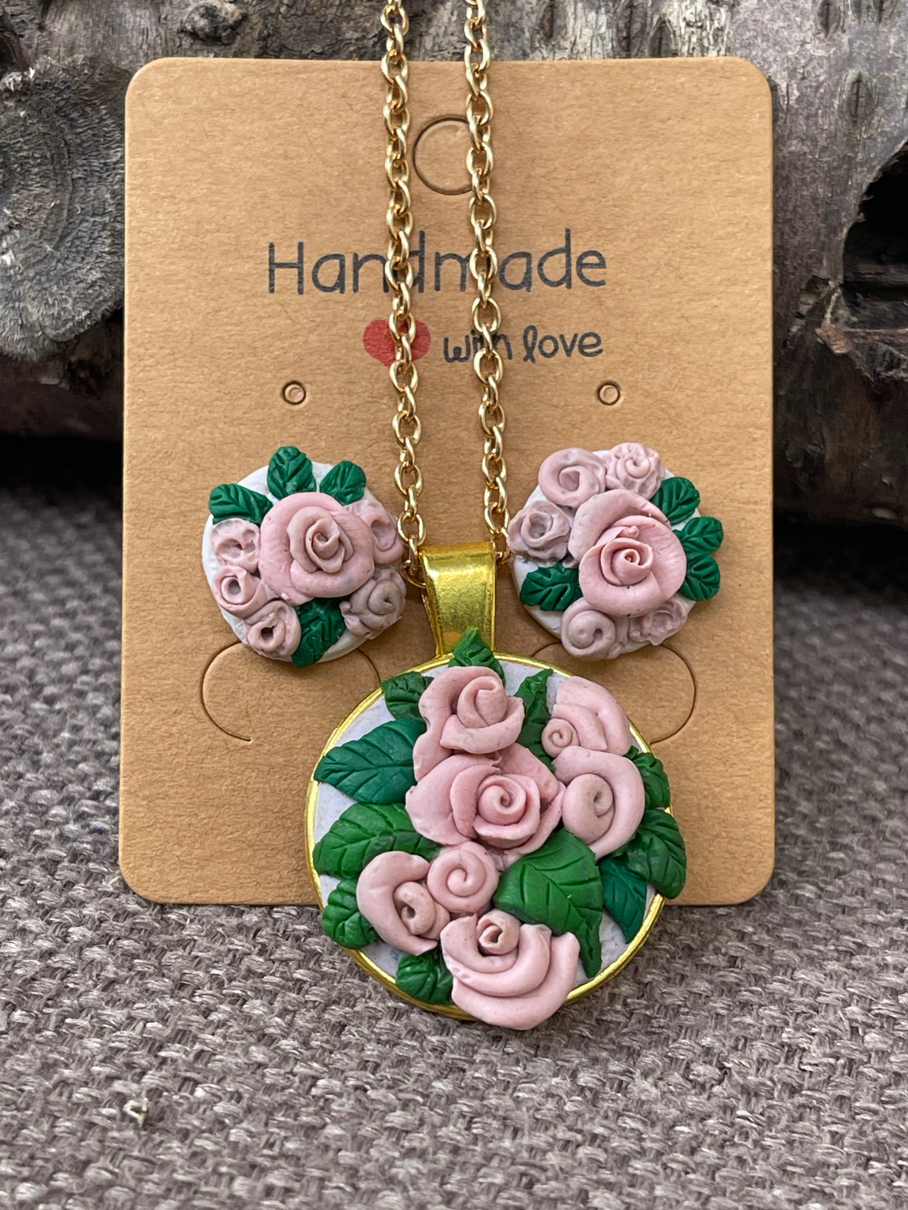 Rose bouquet- Jewelry Set 4 piece - Clay Boutique