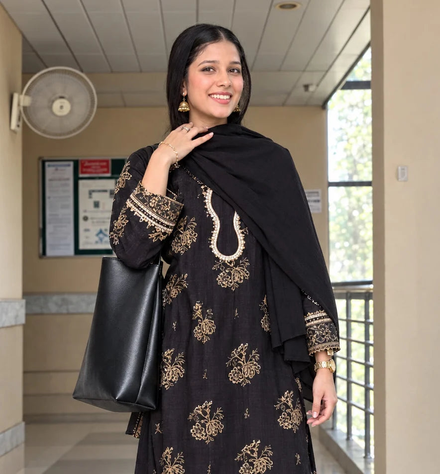 Black Cotton Farshi Salwar Co-Ord Set - Urban Cut