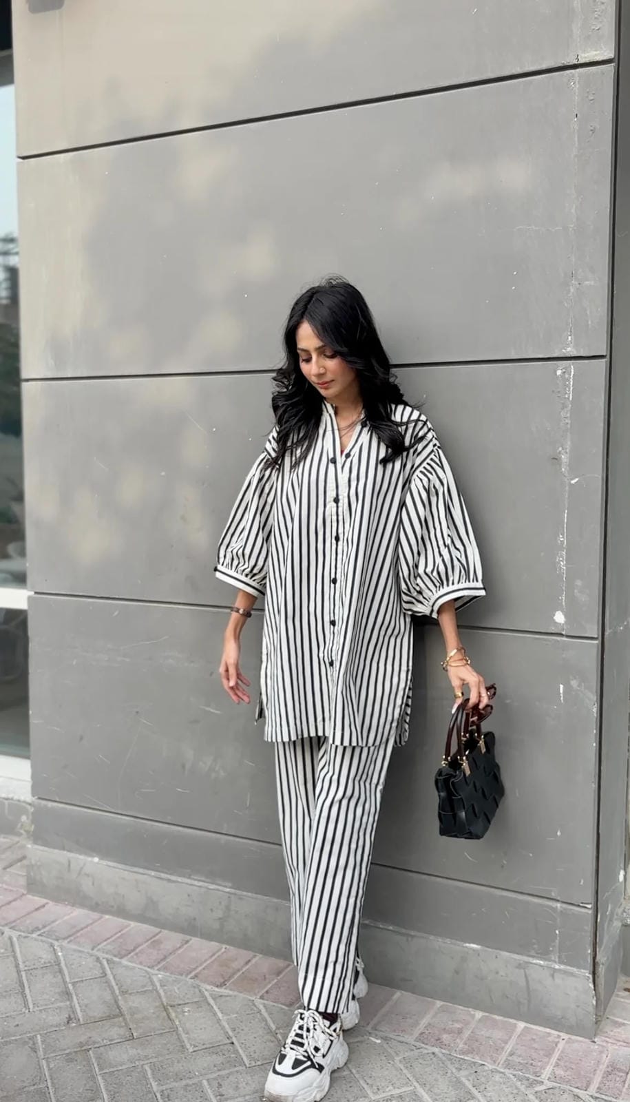 Women's Striped Cotton Co-Ord Set – 2 Piece Suit