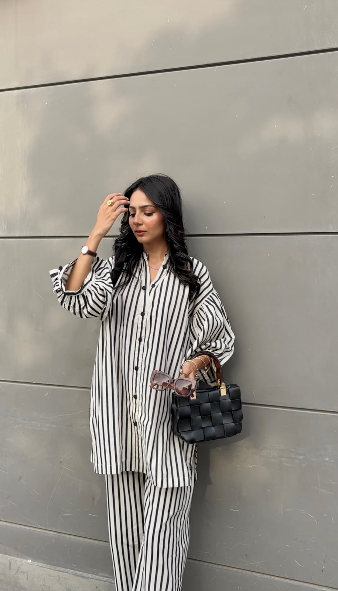 Women's Striped Cotton Co-Ord Set – 2 Piece Suit