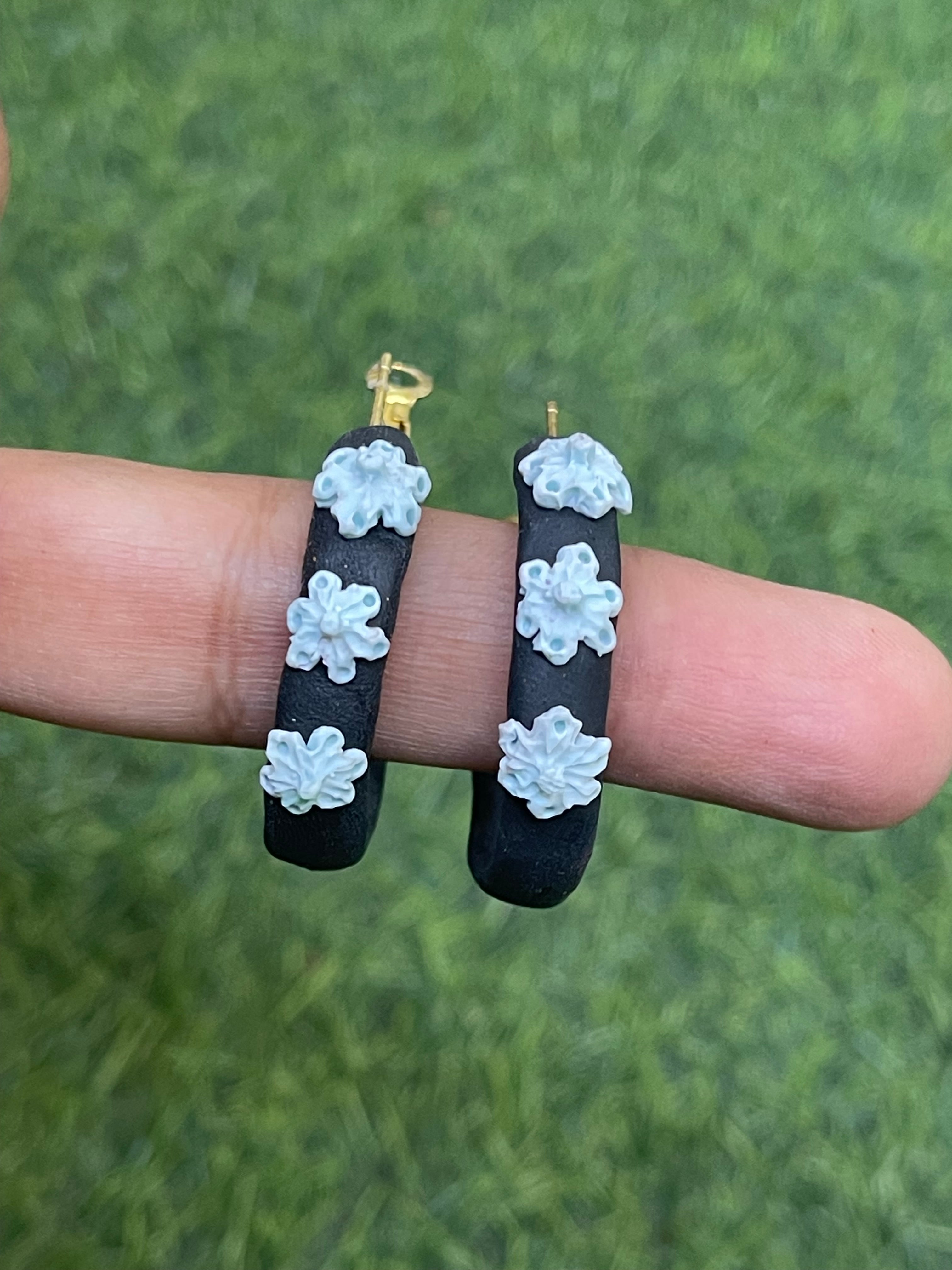 Hoops floral Earrings - Clay Boutique