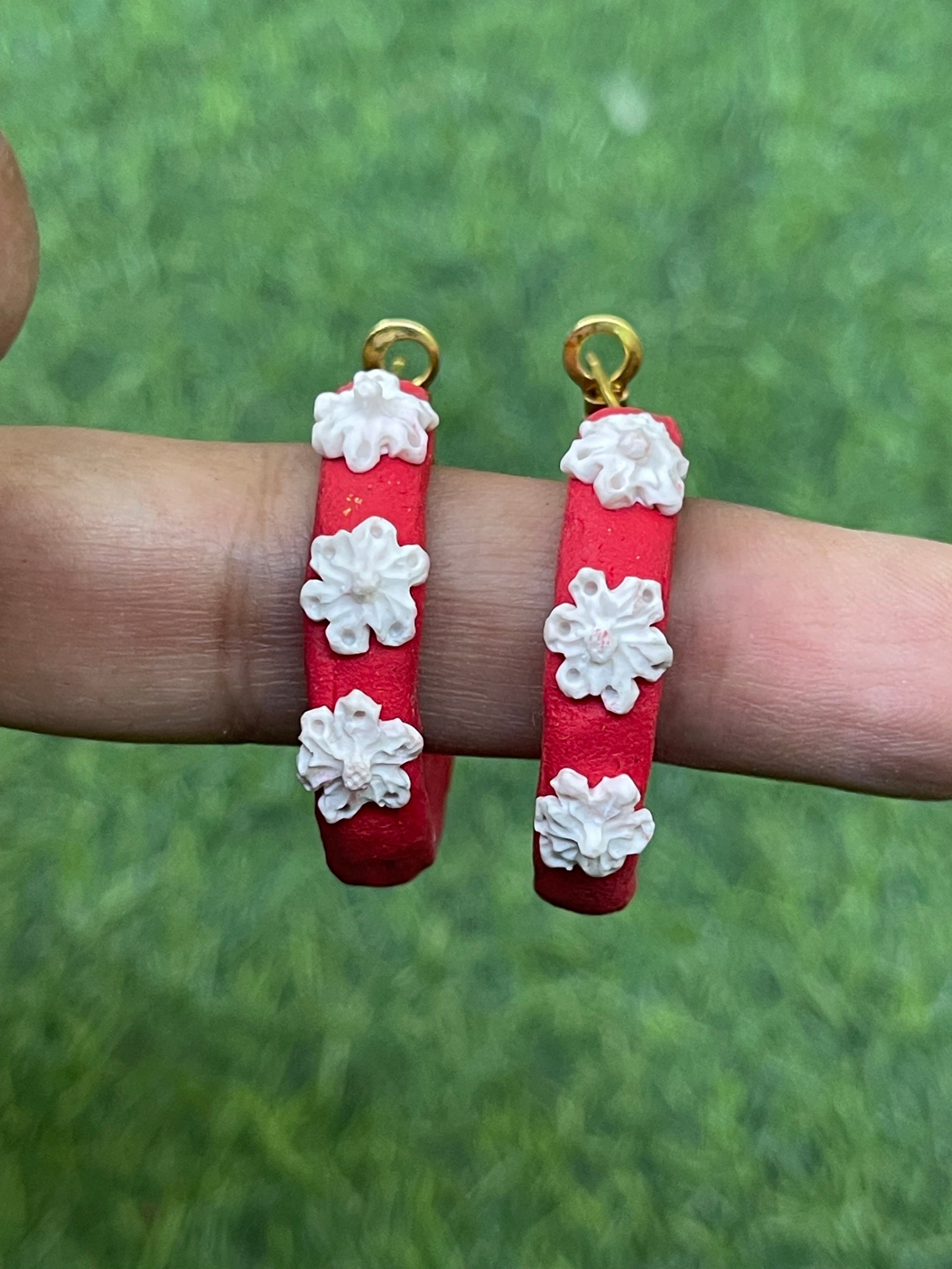 Hoops floral Earrings - Clay Boutique
