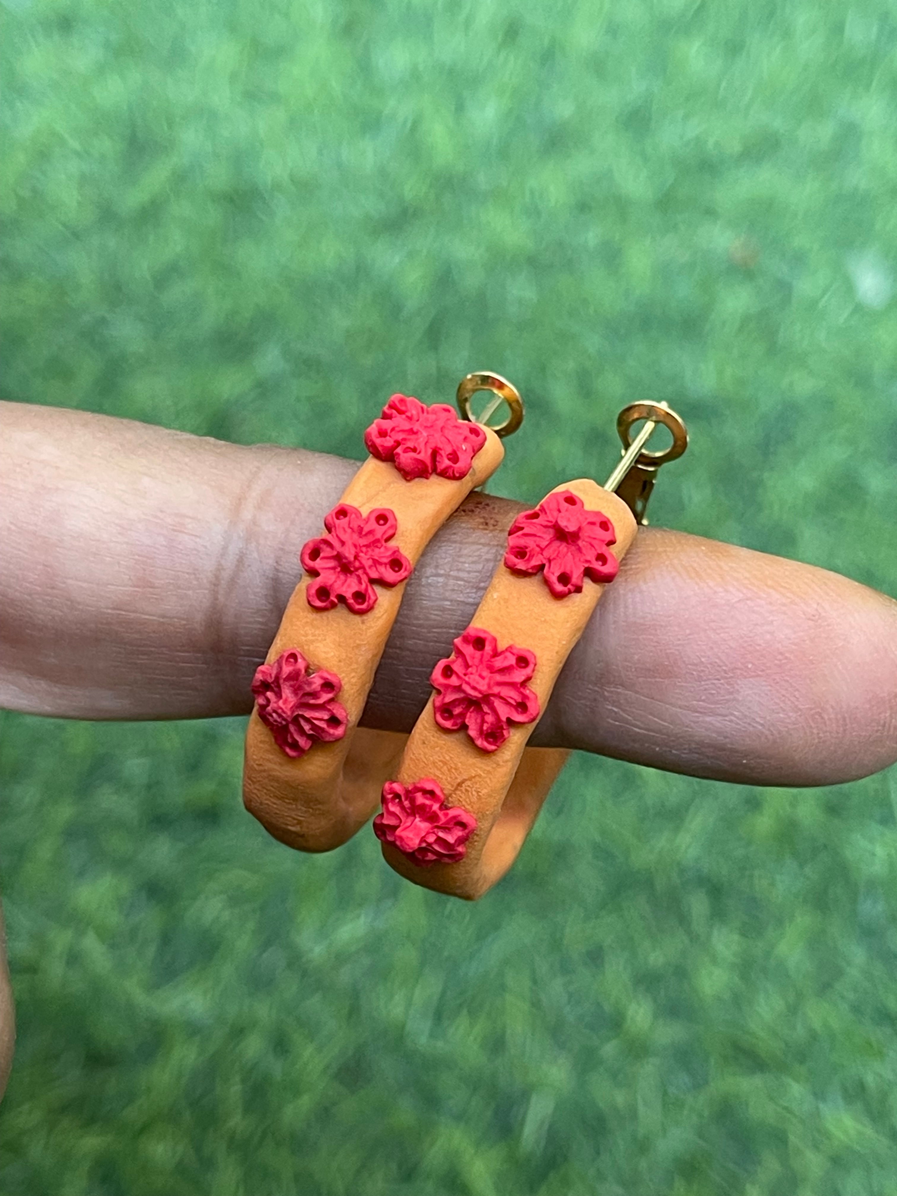 Hoops floral Earrings - Clay Boutique