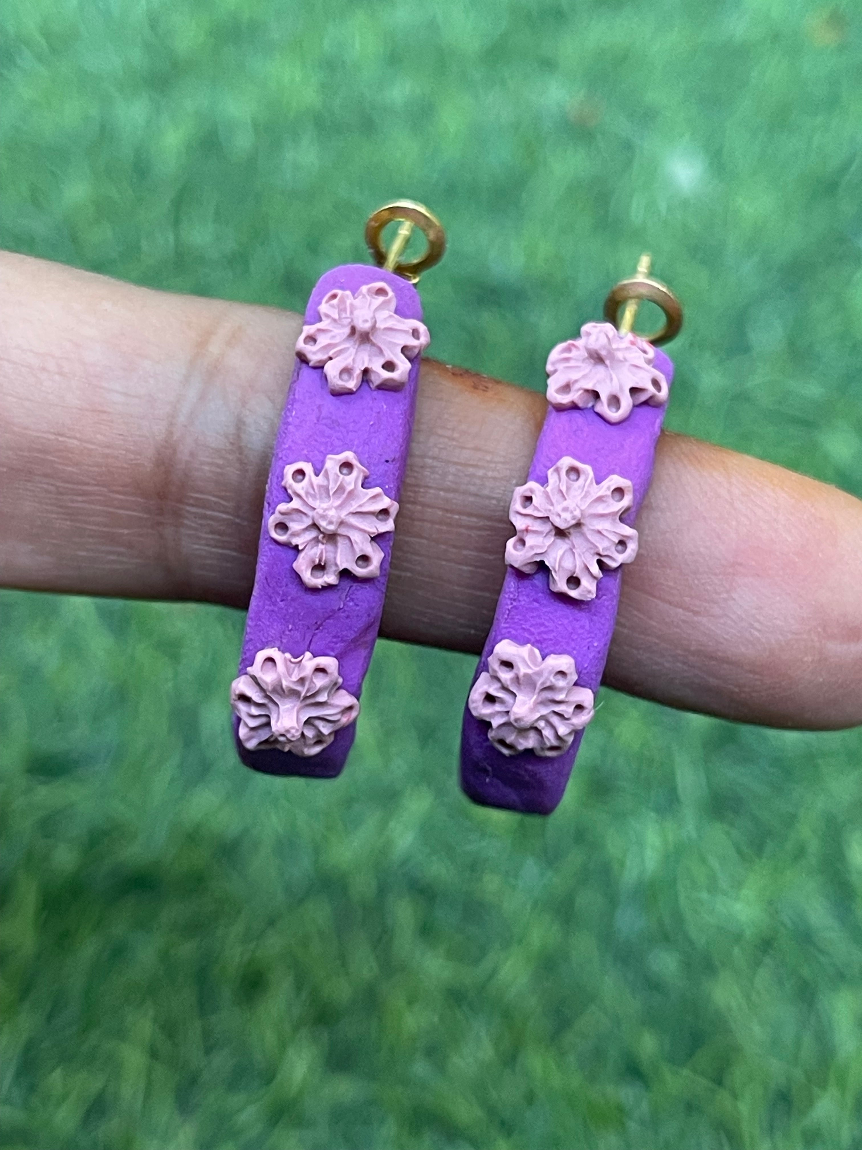 Hoops floral Earrings - Clay Boutique
