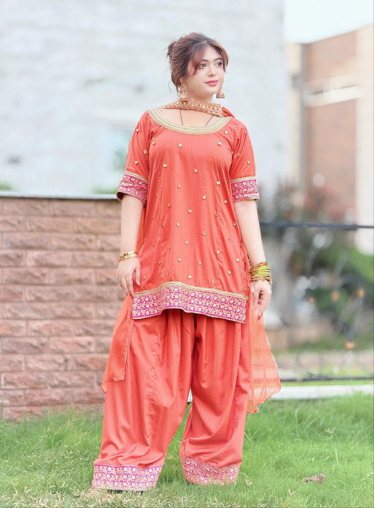 2-Piece Embroidered Co-Ord Set With Farshi Salwar - Urban Cut