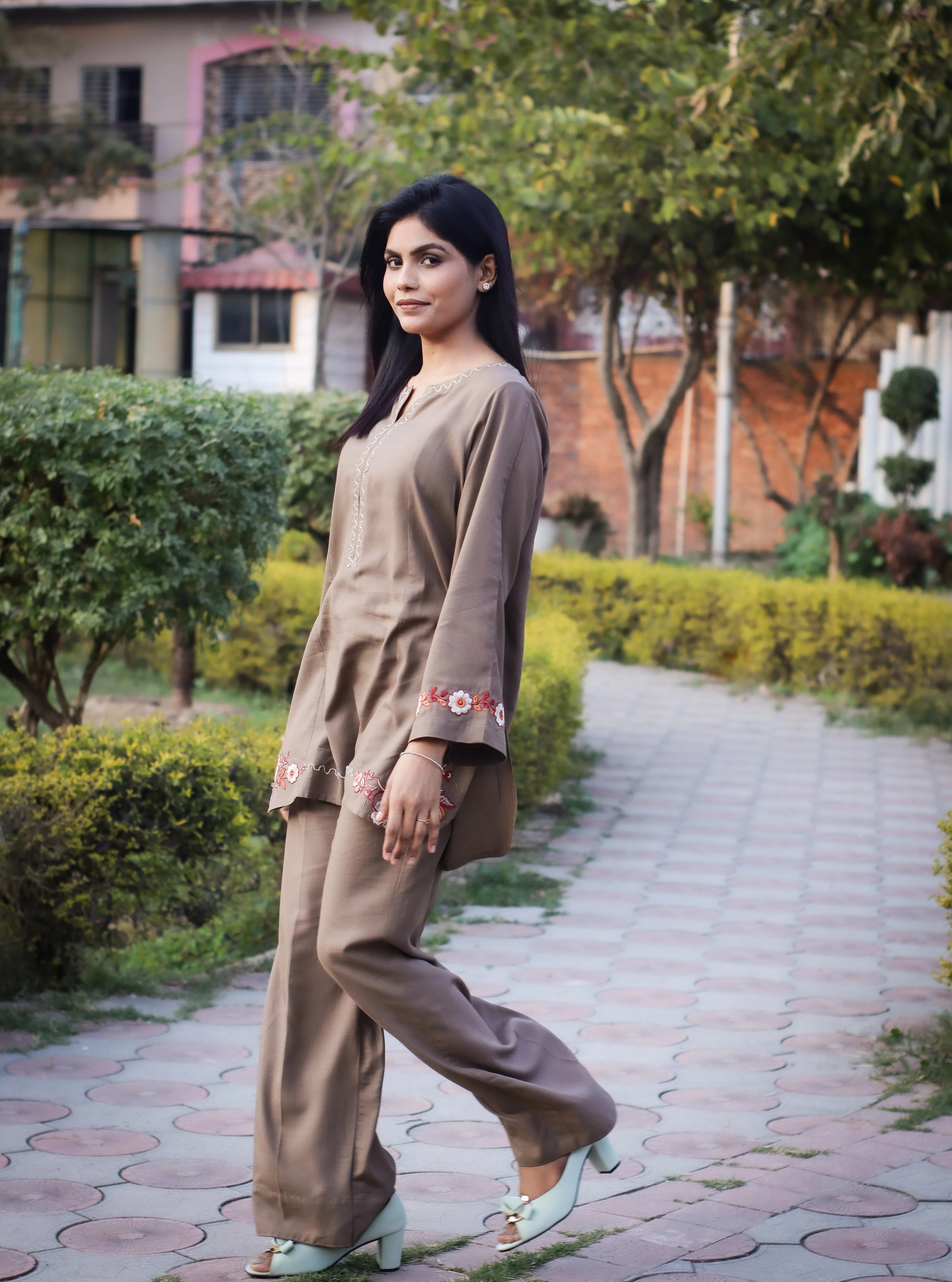 Embroidered Cotton Co-Ord Set