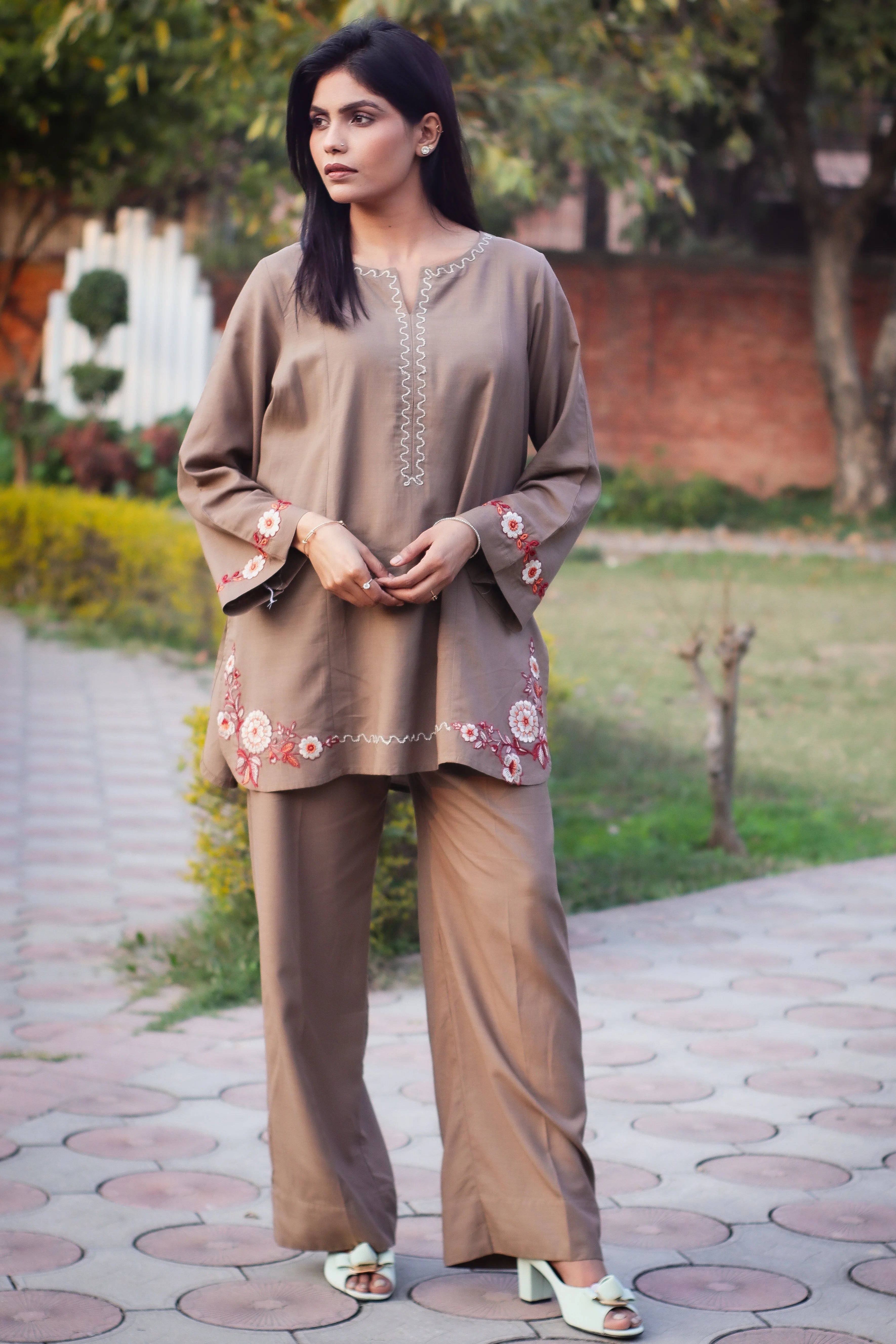 Embroidered Cotton Co-Ord Set