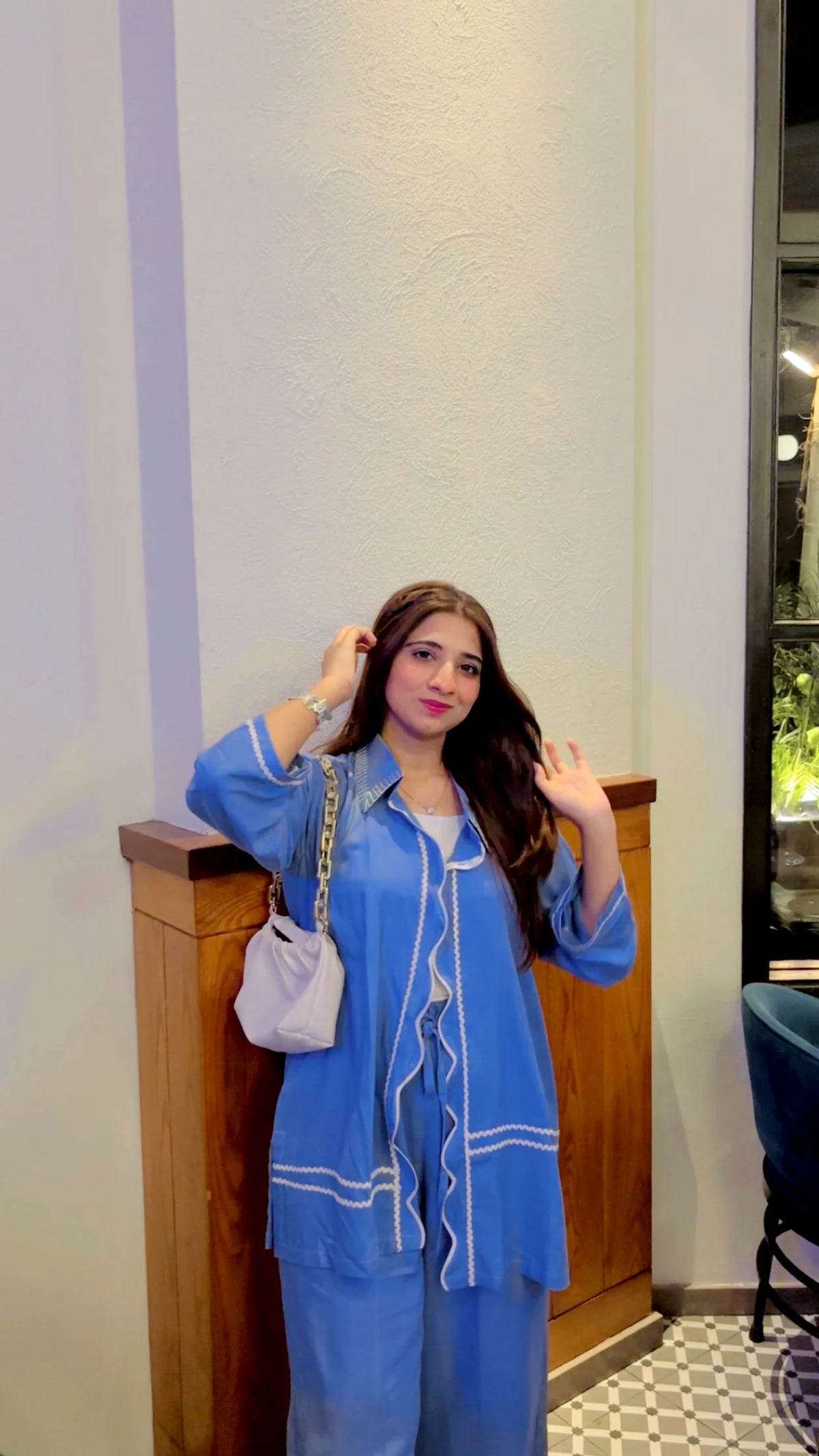 Blue Cotton 2-Piece Co-Ord Set - Urban Cut