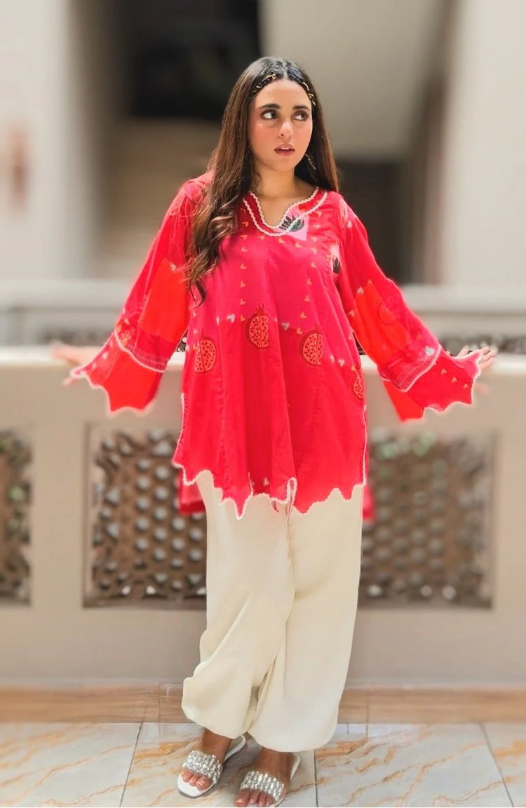 Printed Cotton 2-Piece Co-Ord Set With Balloon Shalwar - Urban Cut