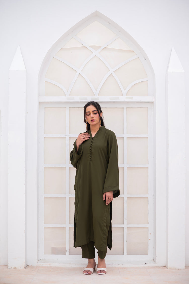 Olive Green Co-Ord Set - ZAUK STORE