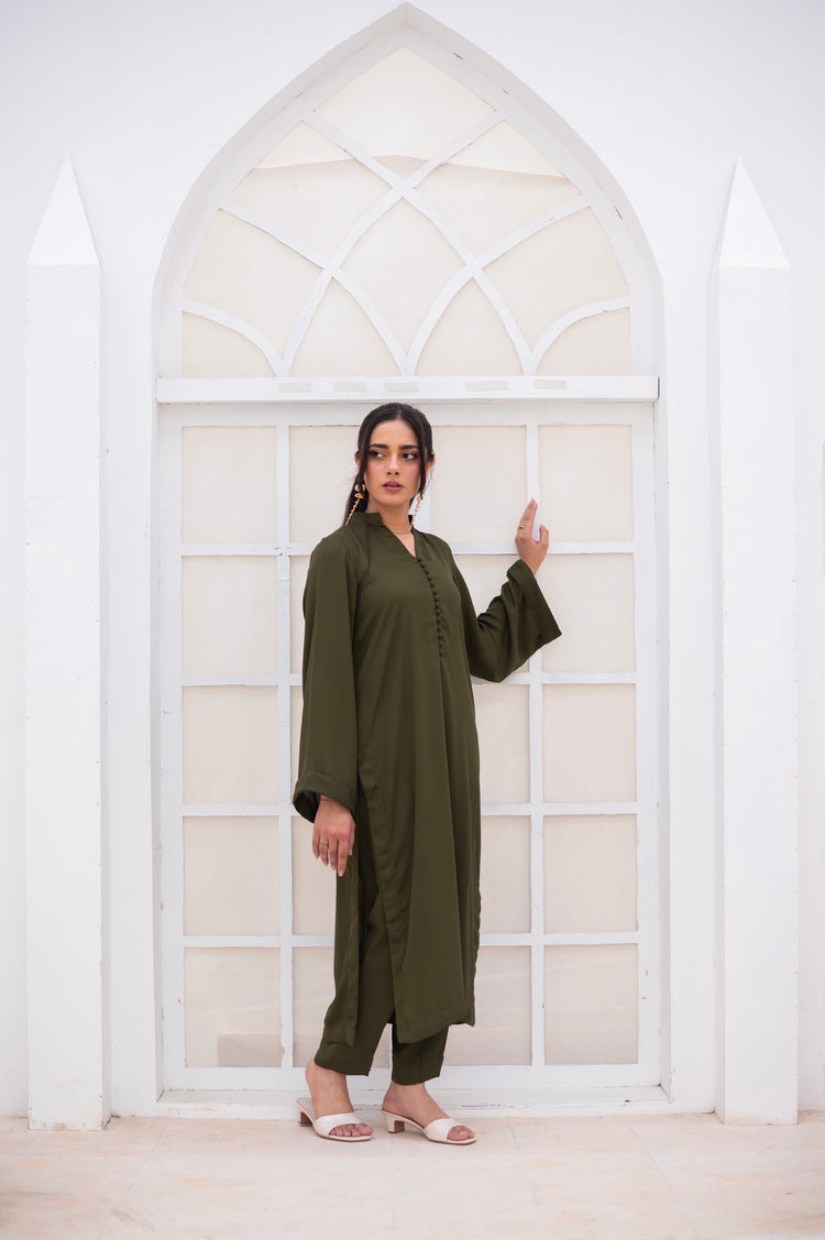 Olive Green Co-Ord Set - ZAUK STORE