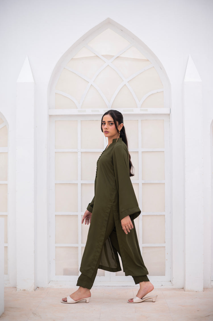 Olive Green Co-Ord Set - ZAUK STORE