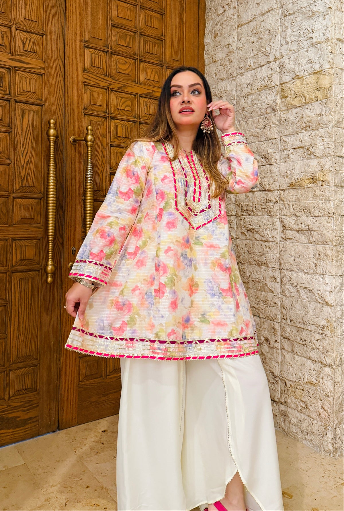 2 Piece Embellished Cotton Co-Ord Set - Urban Cut