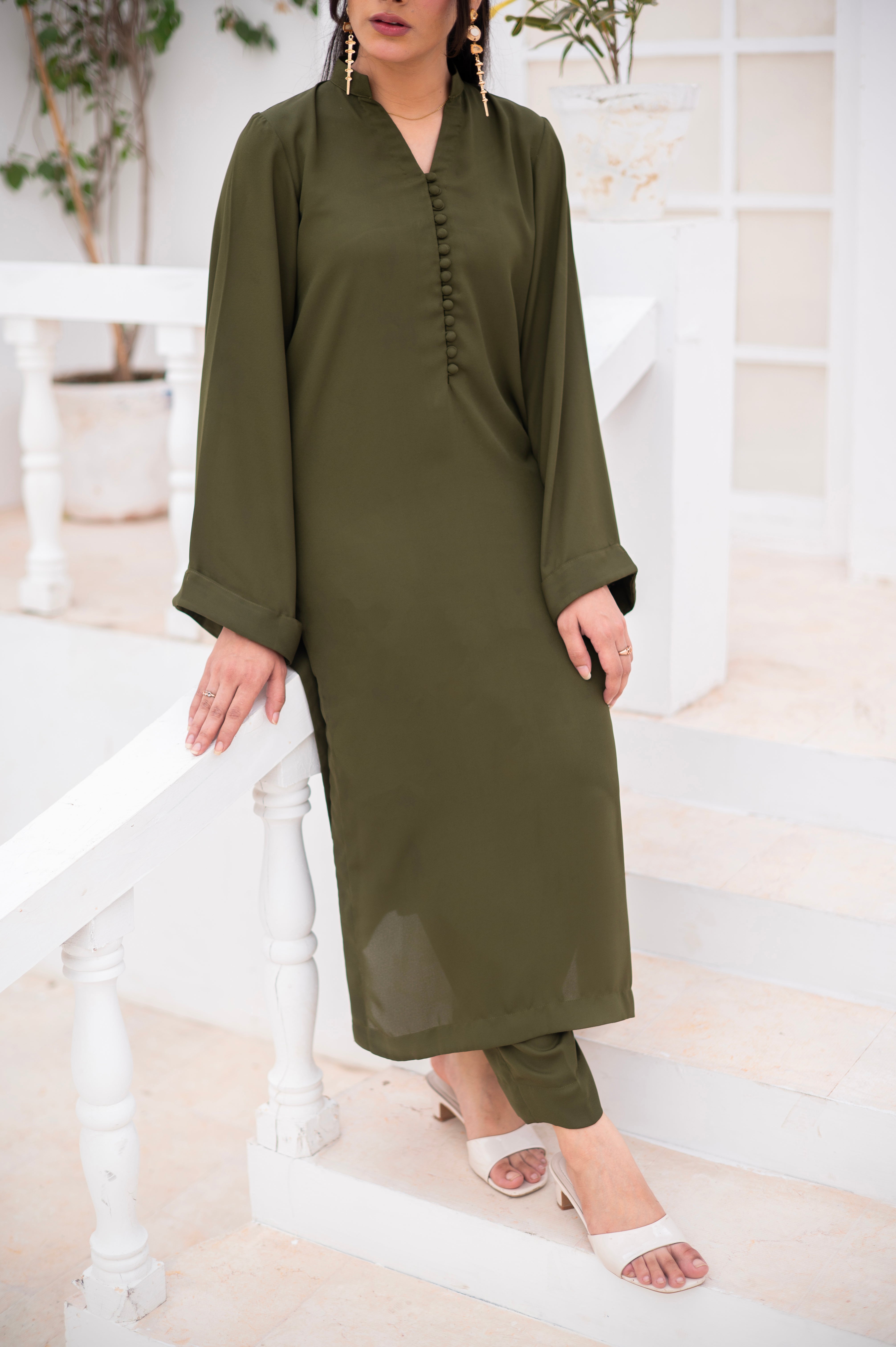 Olive Green Co-Ord Set - Zauk Store