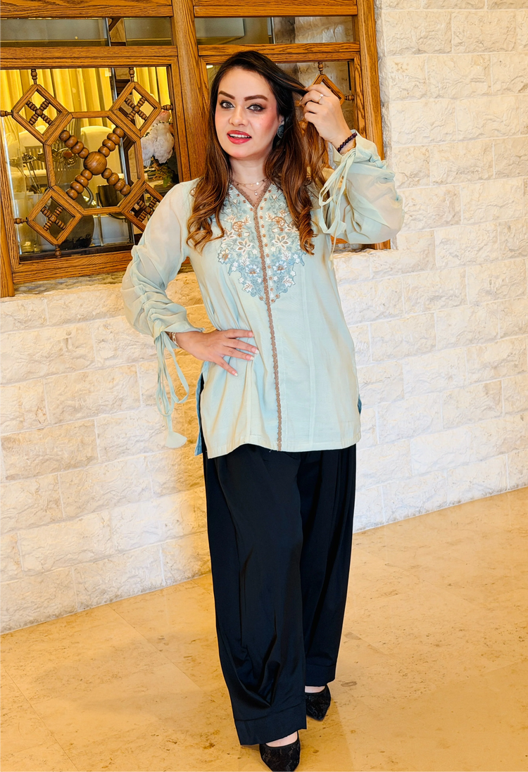 Embroidered Paper Cotton 1-Piece Shirt - Urban Cut