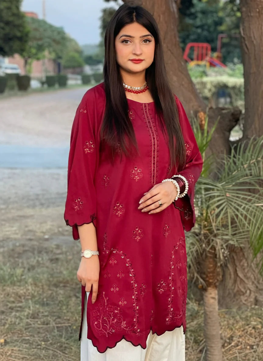 Embroidered Cotton 2-Piece Co-Ord Set - Urban Cut