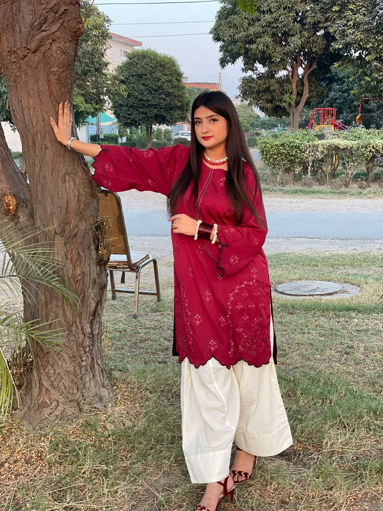 Embroidered Cotton 2-Piece Co-Ord Set - Urban Cut