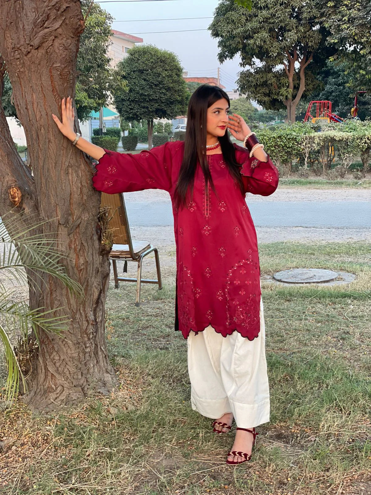 Embroidered Cotton 2-Piece Co-Ord Set