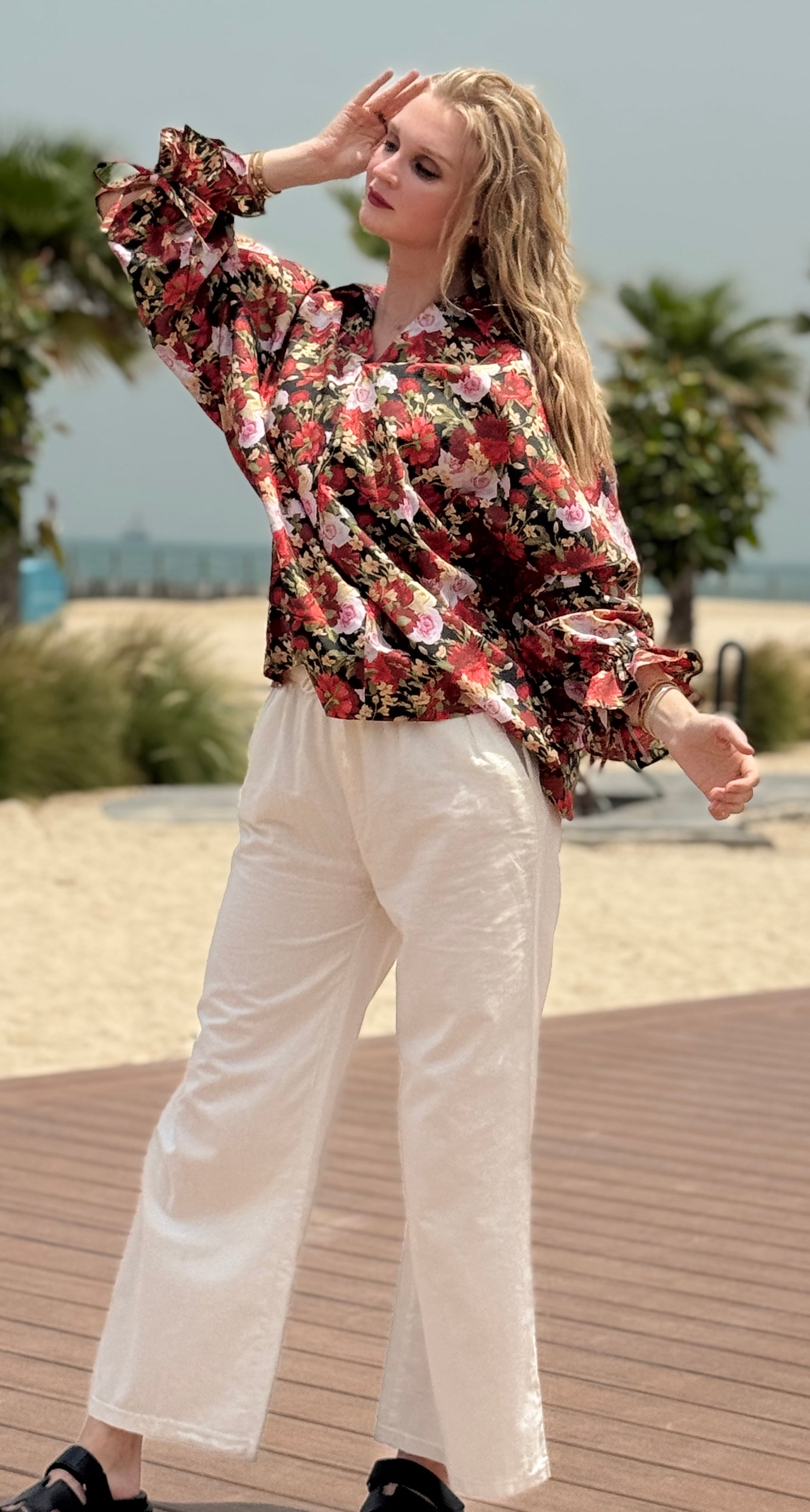 Classic Wide-Leg Linen Trousers - Meemseen Independent