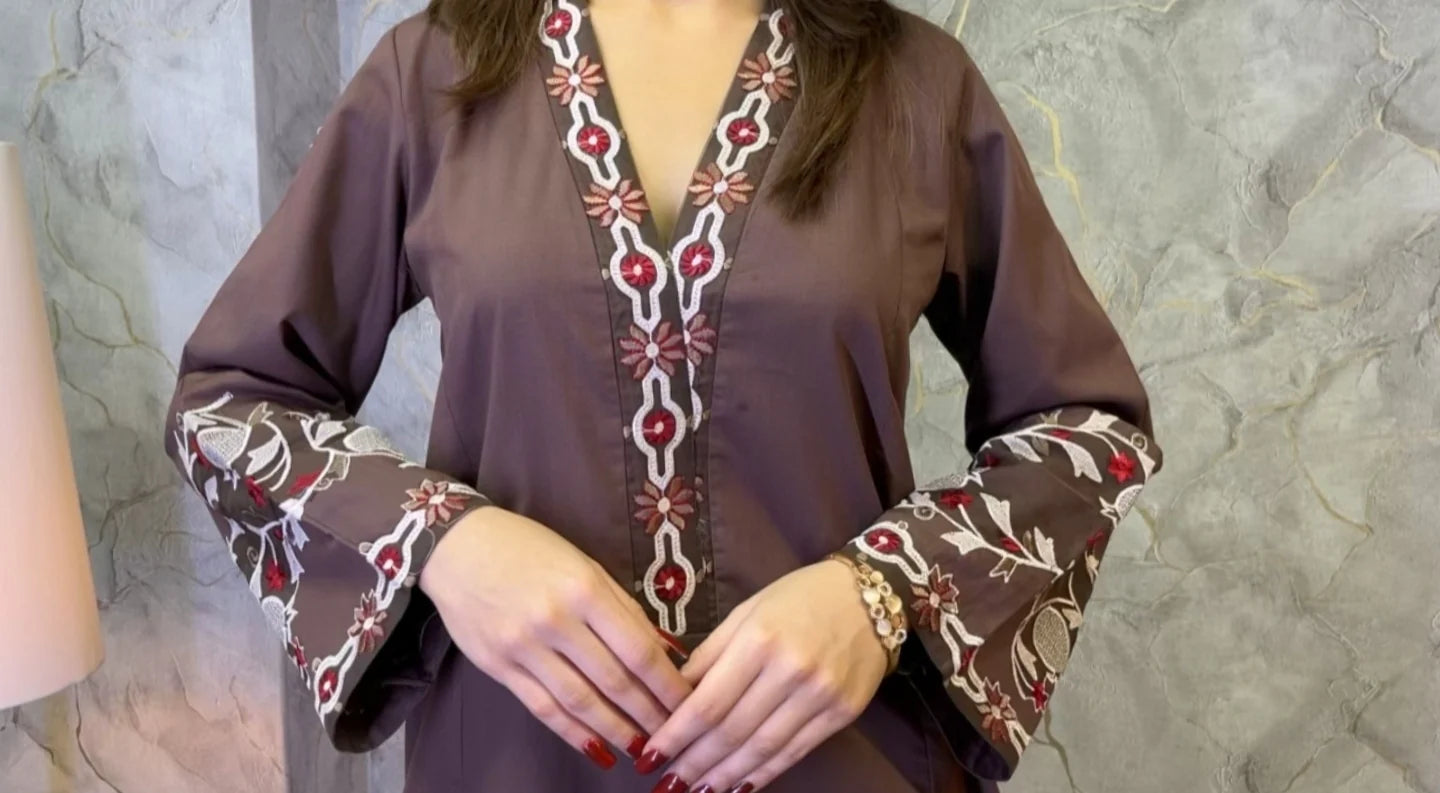 Embroidered 2-Piece Cotton Co-Ord Set
